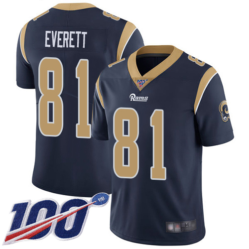 Los Angeles Rams Limited Navy Blue Men Gerald Everett Home Jersey NFL Football 81 100th Season Vapor Untouchable